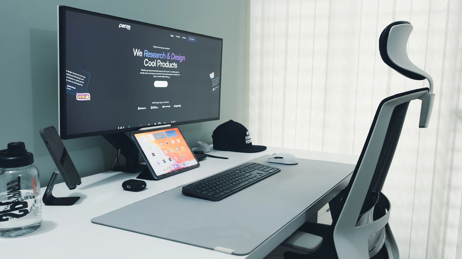 Clean design studio displaying a portfolio website