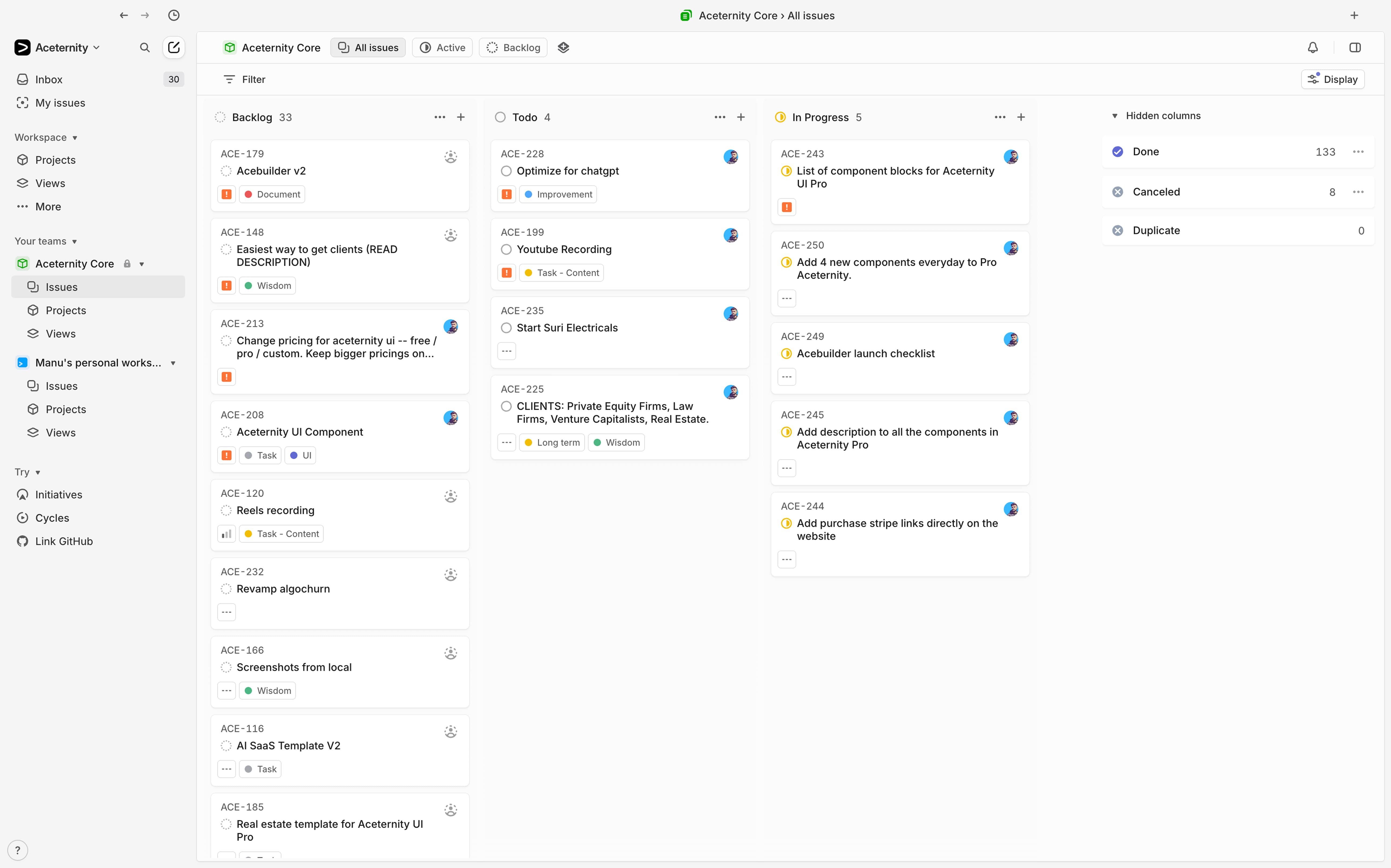 Clonely product dashboard
