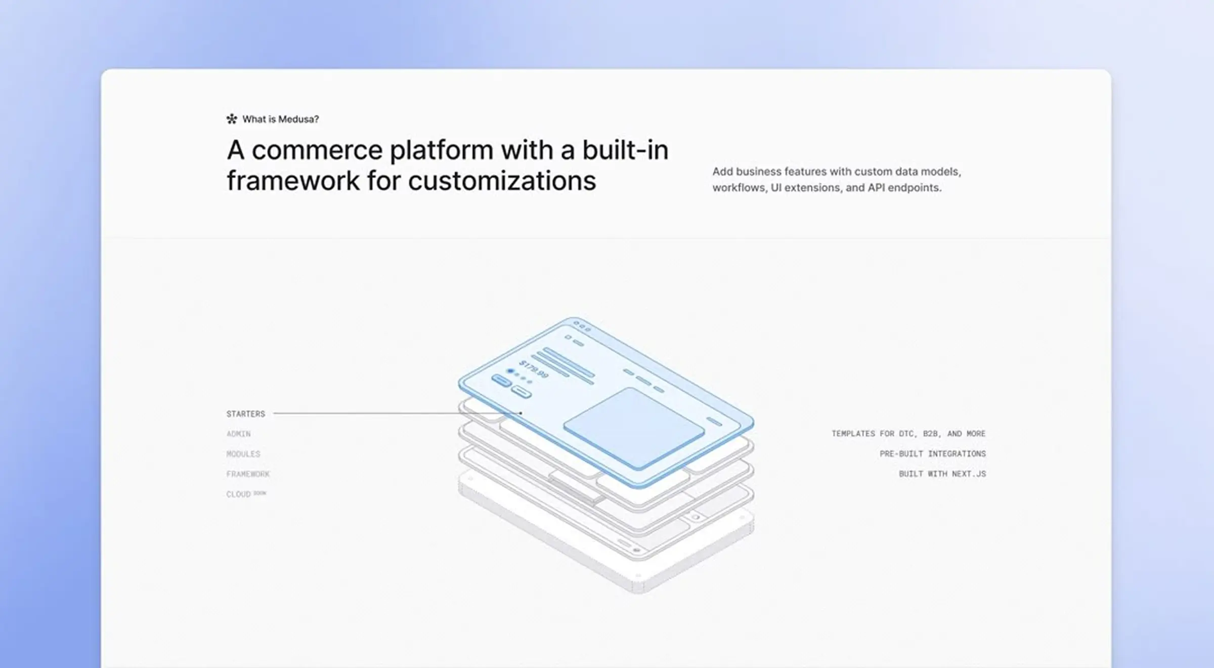 Commerce platform homepage