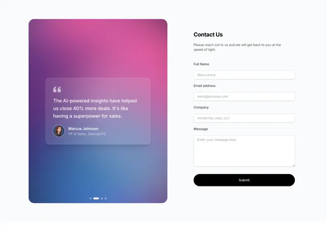 Contact screen